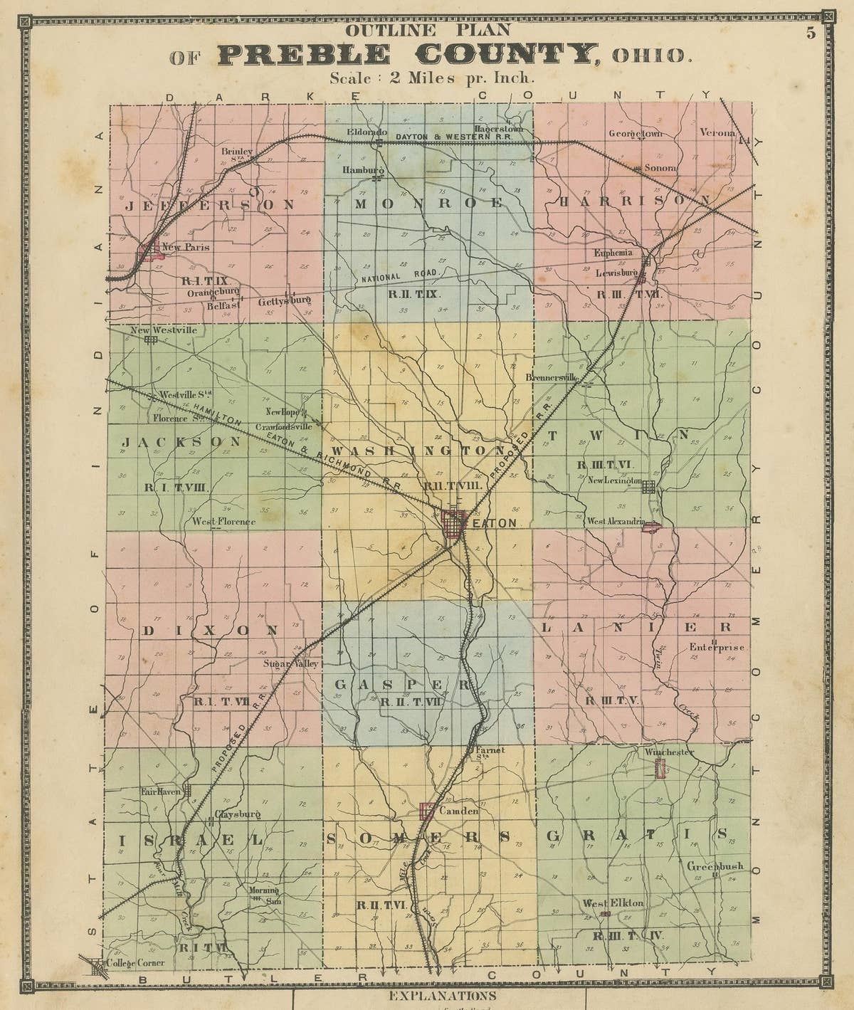 Antique Map of Preble County 'Ohio' by Titus, 1871