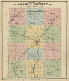 Antique Map of Preble County 'Ohio' by Titus, 1871