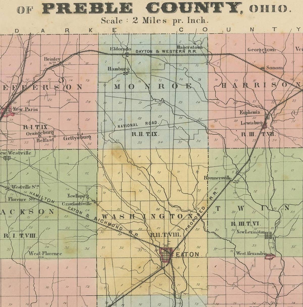 Antique Map of Preble County 'Ohio' by Titus, 1871