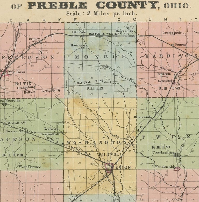 Antique Map of Preble County 'Ohio' by Titus, 1871 For Sale at 1stDibs