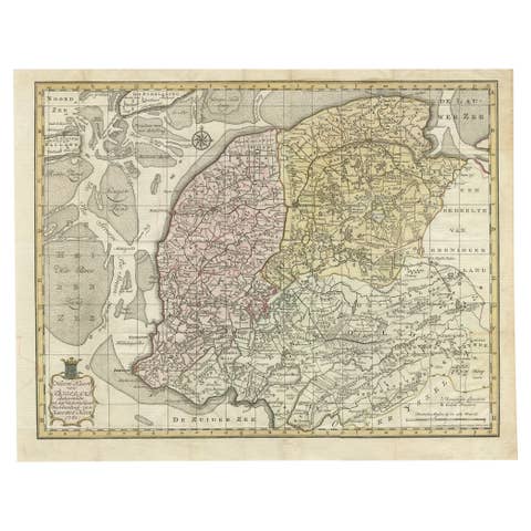 Antique Map of Province Friesland, The Netherlands, 1787