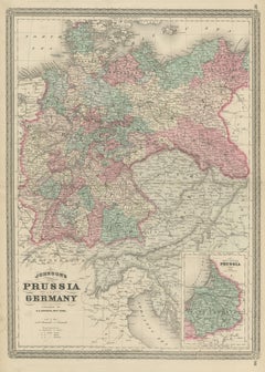 Antique Map of Prussia and Germany by Johnson, 1872