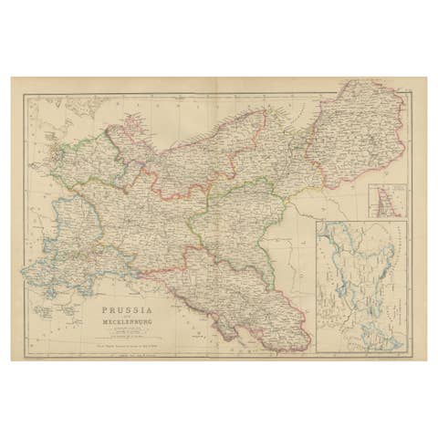 Antique Map of Prussia & Mecklenburg, Hand Colored, Blackie, circa 1859