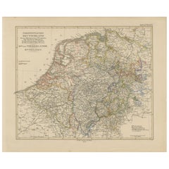 Antike Karte von Preußen, Hannover, Niederlande & Belgien - 1858