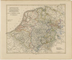 Mapa antiguo de Prusia, Hannover, Países Bajos y Bélgica - 1858
