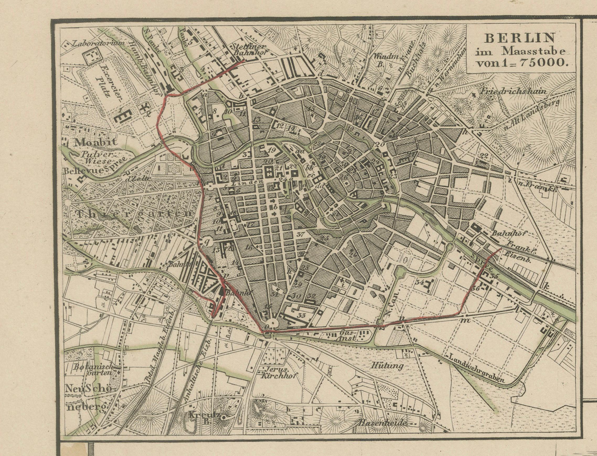 Mapa antiguo de Prusia y Posen - Inserciones de Berlín, Königsberg y Danzig, 1858 siglo XIX en venta