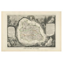 Antique Map of Puy de Dôme ‘France’ by V. Levasseur, 1854