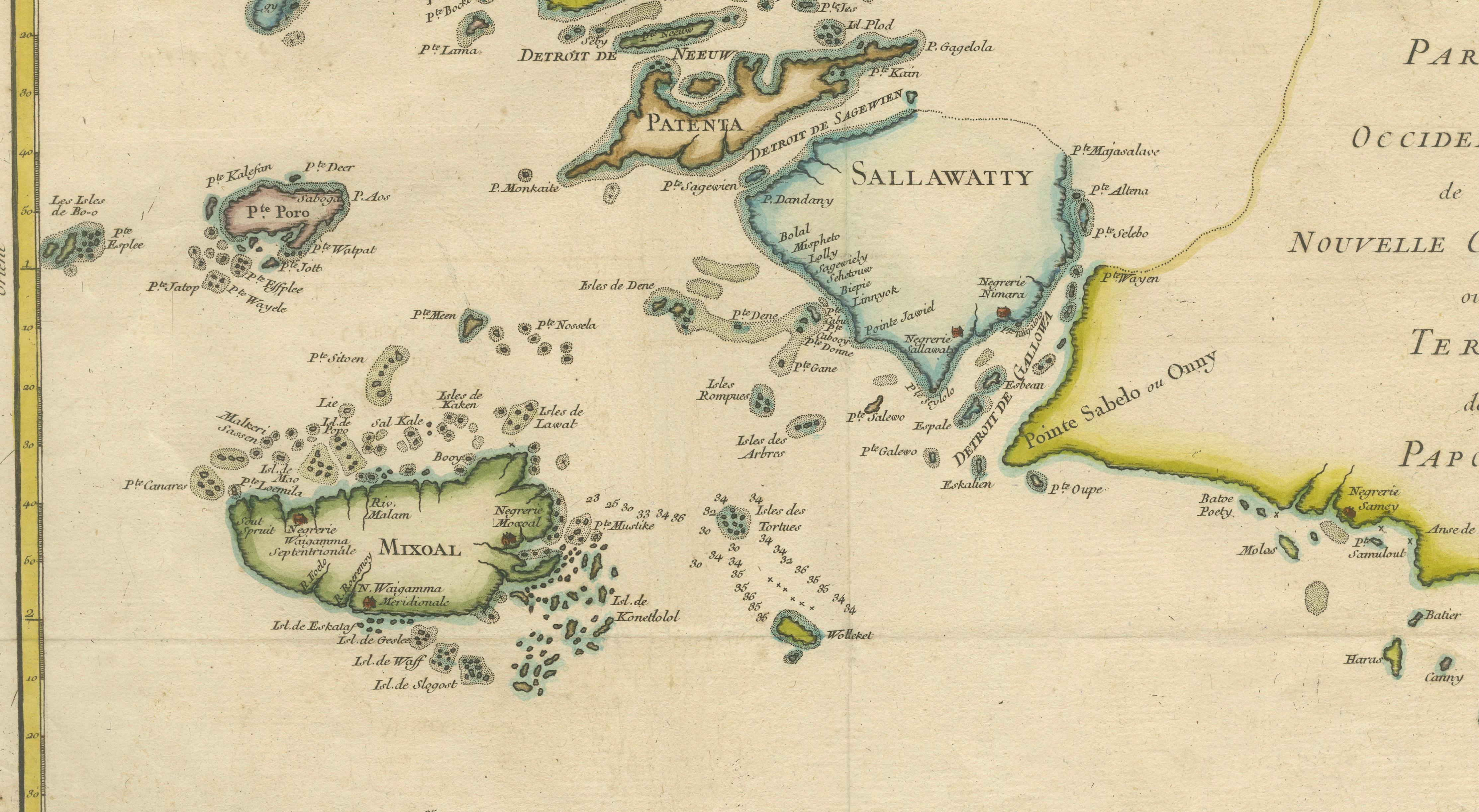 Antique Map of Raja Ampat and New Guinea, Bellin, Papuan Islands c.1749