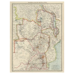 Mappa antica della Rhodesia e dell'Africa Centrale Britannica - Pubblicata da Philips, 1895