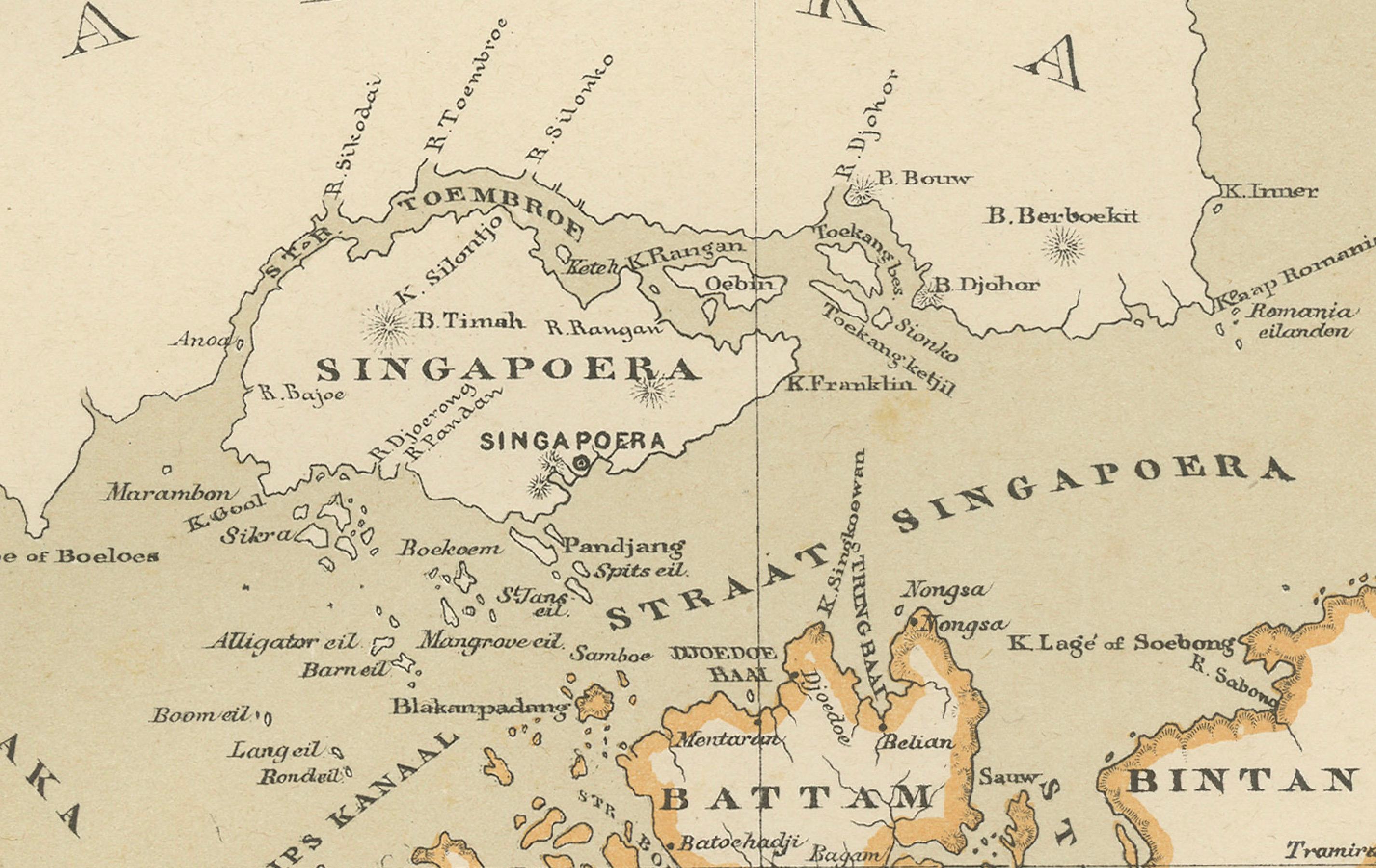 Dutch Antique Map of Riouw, Lingga Archipelago, Singapore, Banda by Dornseiffen - 1884 For Sale