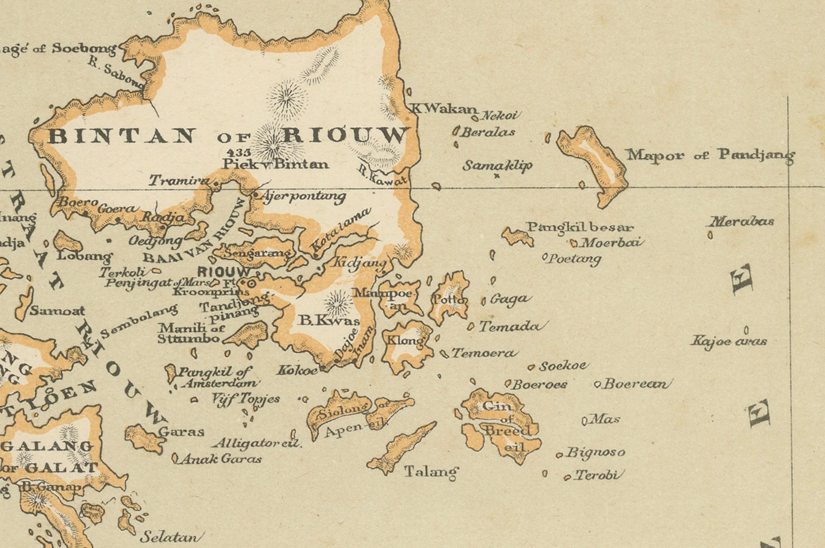 Antique Map of Riouw, Lingga Archipelago, Singapore, Banda by Dornseiffen - 1884 In Good Condition For Sale In Langweer, NL