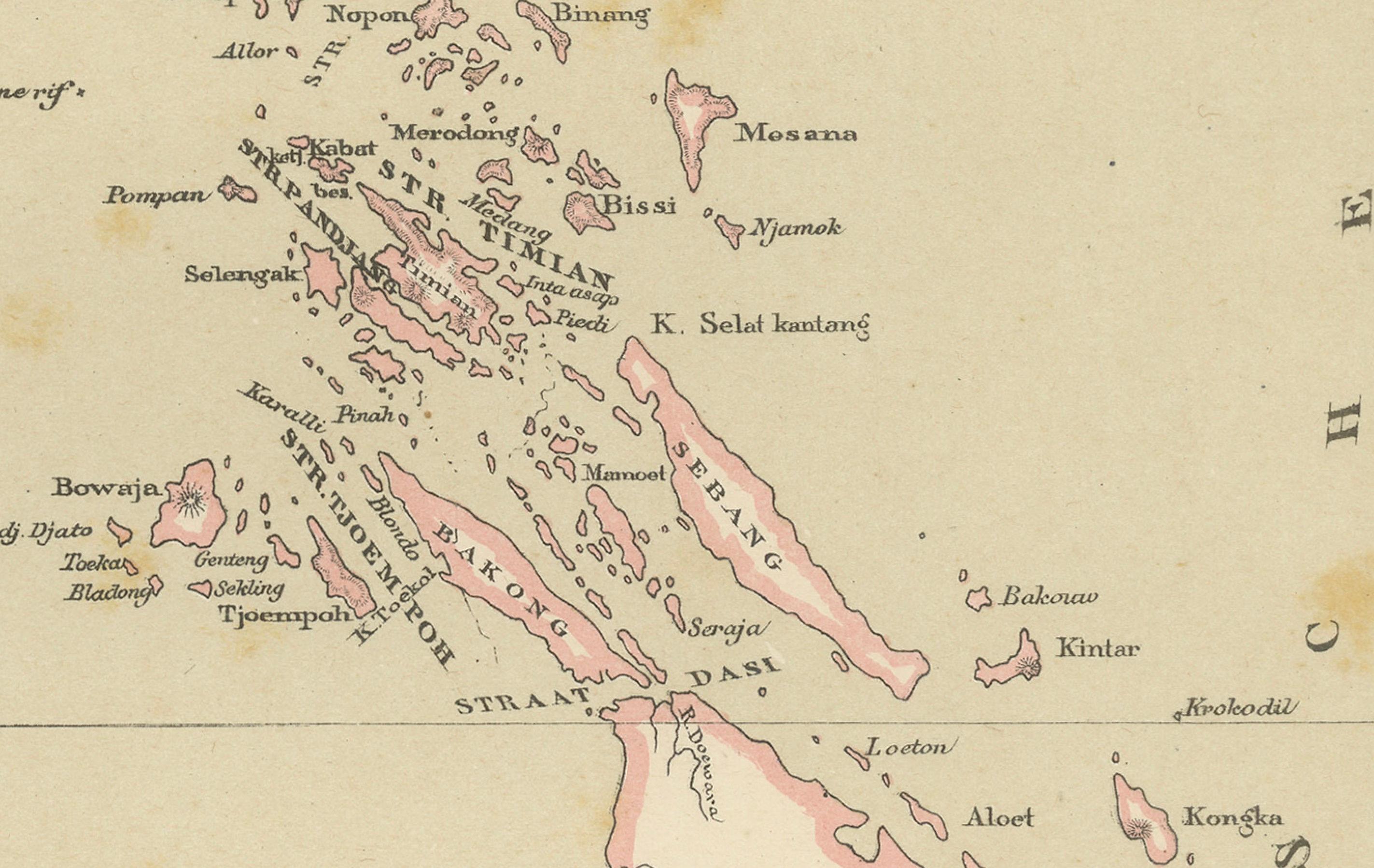 Late 19th Century Antique Map of Riouw, Lingga Archipelago, Singapore, Banda by Dornseiffen - 1884 For Sale