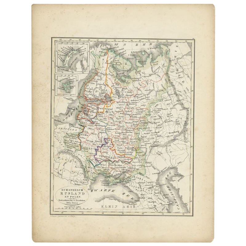 Antike Karte von Russland und Polen von Petri, 1852