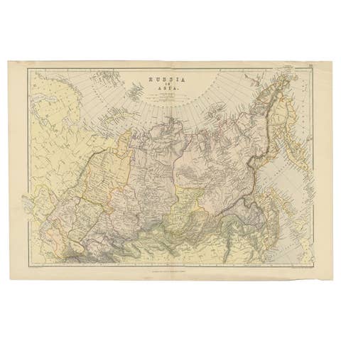 Antique Map of Russia in Asia by Weller, 1882