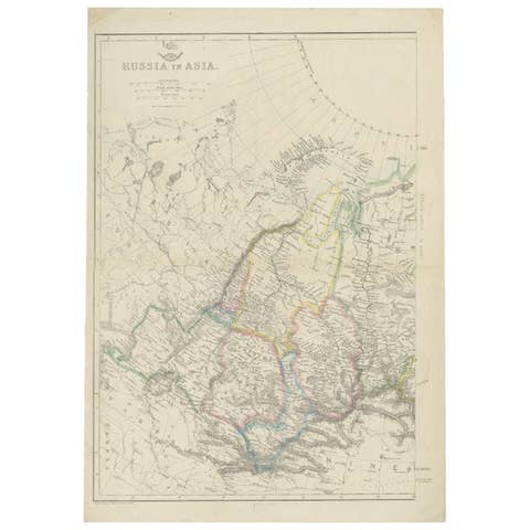 Antique Map of Russia in Asia by Weller, c.1865