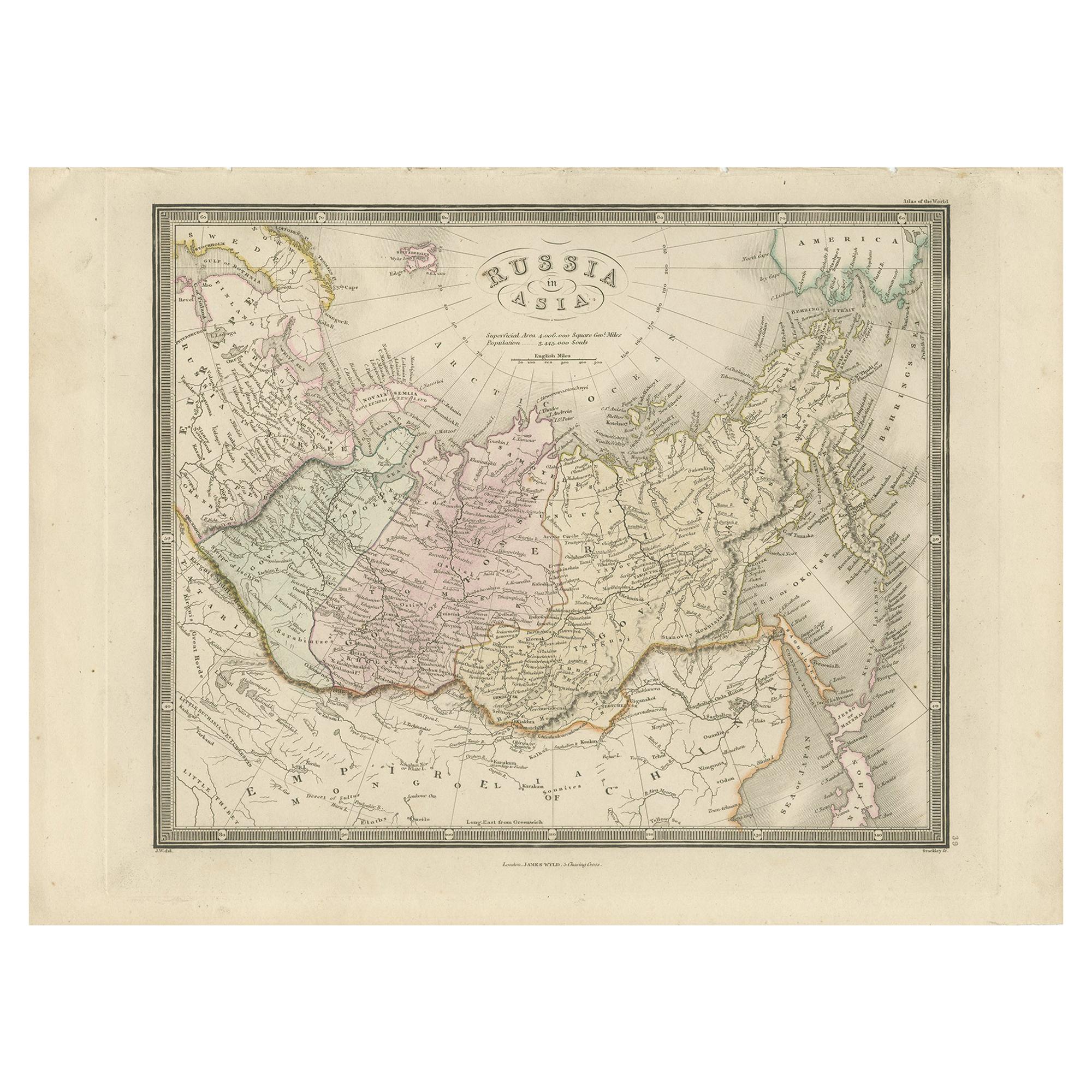 Antique Map of Russia in Asia by Wyld, '1845'