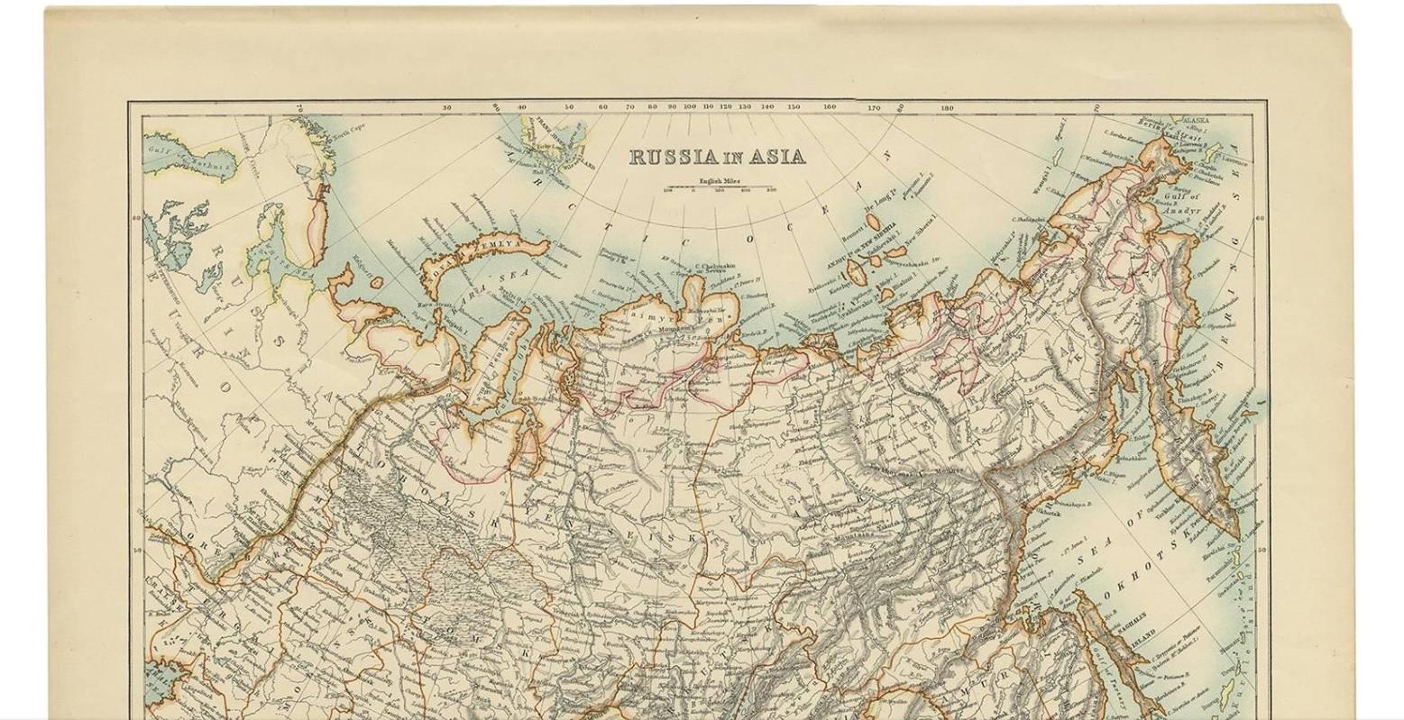 Antique Map of Russia (circa 1900) In Good Condition In Langweer, NL