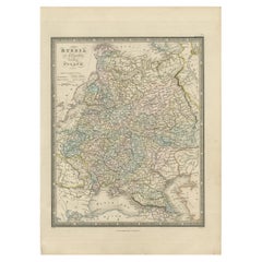 Carte ancienne de la Russie en Europe et en Pologne par Wyld '1845'