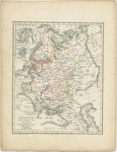 Antique Map of Russia in Europe and Poland from an d Old Dutch Atlas, 1852