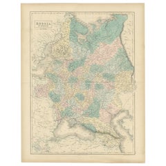 Antique Map of Russia in Europe by Hall, 1853