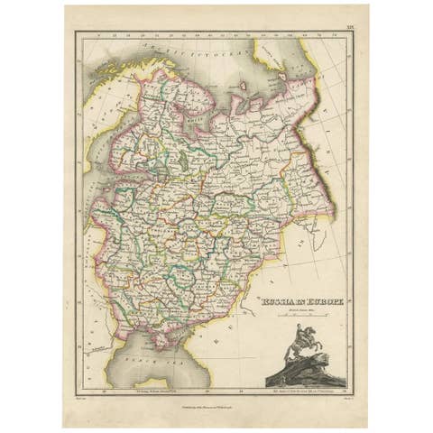 Antique Map of Russia in Europe by J. Thomson, Engraved Detail, 1819