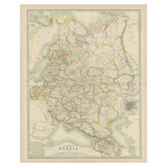 Carte ancienne de la Russie en Europe par Johnston (1909)