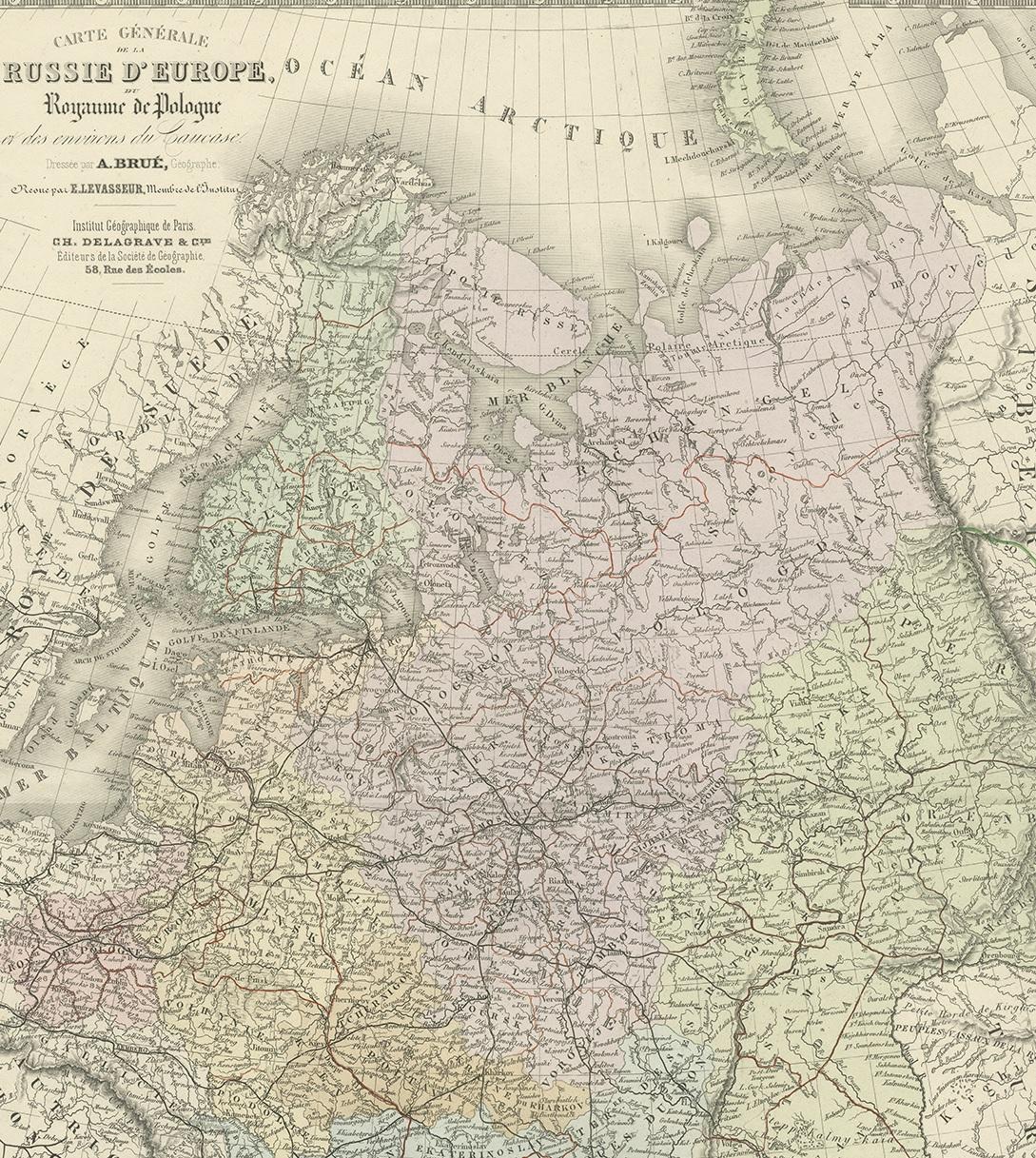 Antike Karte Russlands in Europa von Levasseur, '1875' im Zustand „Relativ gut“ im Angebot in Langweer, NL