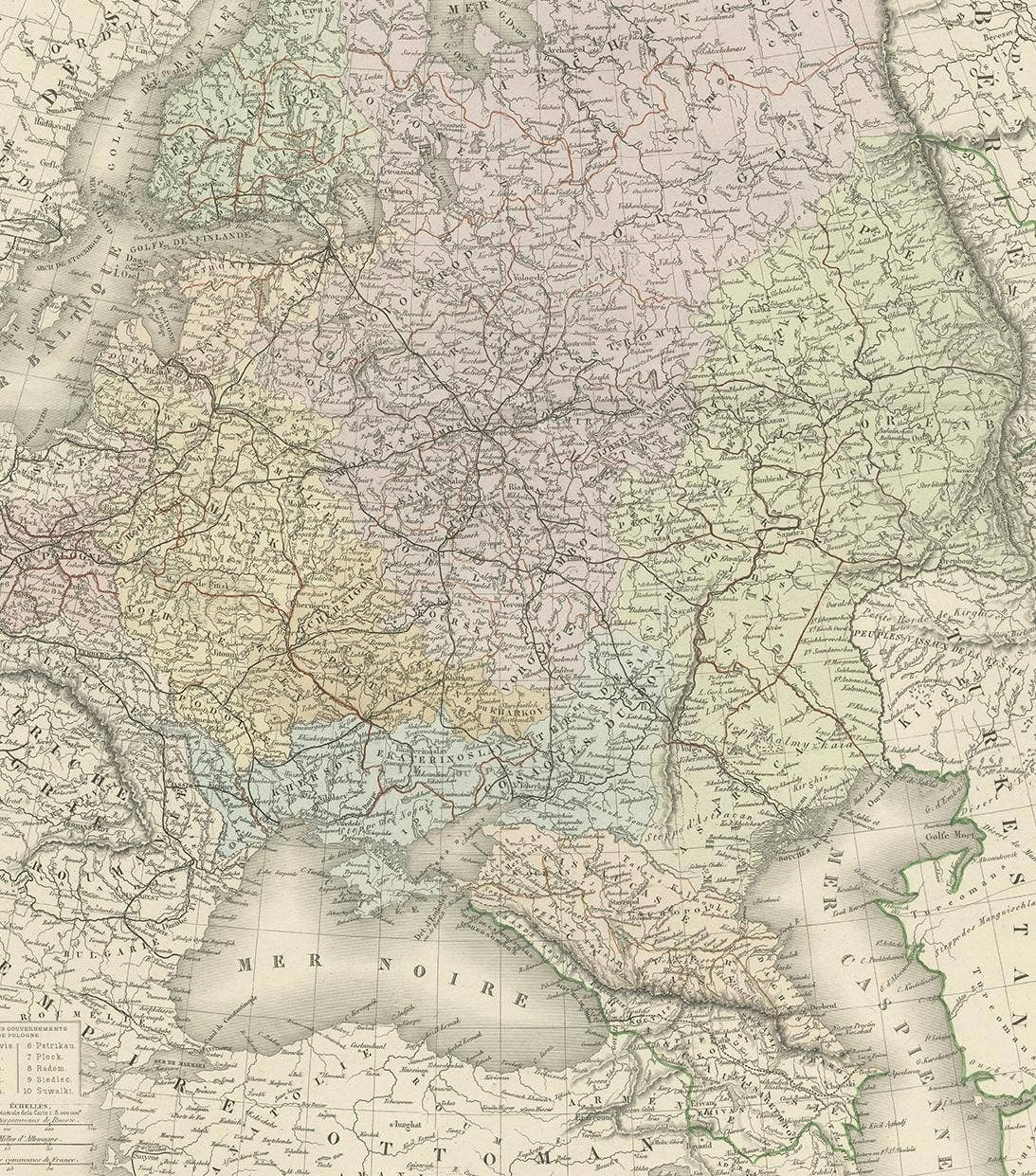 Antique Map of Russia in Europe by Levasseur, '1875'