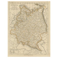 Carte ancienne de la Russie en Europe par Lowry, 1852