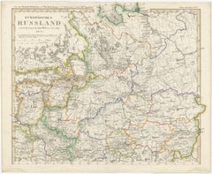 Antique Map of Russia in Europe on Two Sheets from an Old German Atlas, Ca.1825