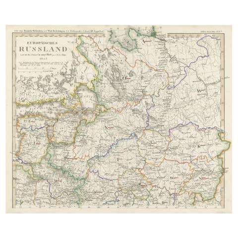 Antique Map of Russia in Europe on Two Sheets from an Old German Atlas, Ca.1825