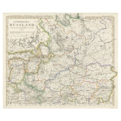 Antique Map of Russia in Europe on Two Sheets from an Old German Atlas, Ca.1825