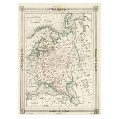 Antique Map of Russia in Europe, with Frame Style Border
