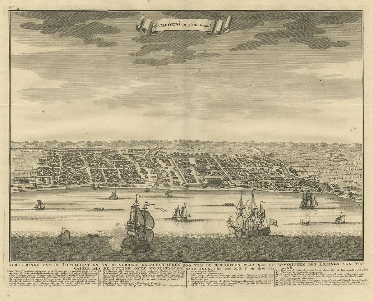 Antique Map of Samboepo by Valentijn, 1726