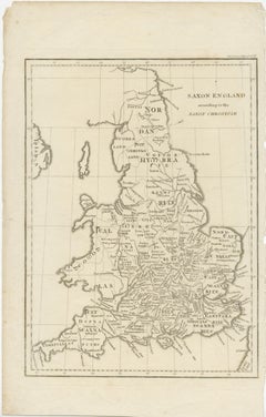 Antique Map of Saxon England according to the Anglo-Saxon Chronicle