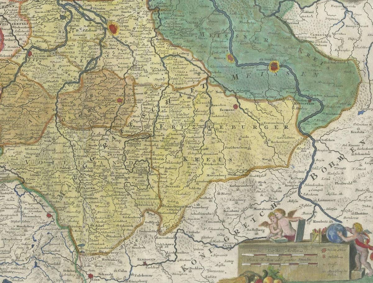 Antique Map of Saxony, Germany