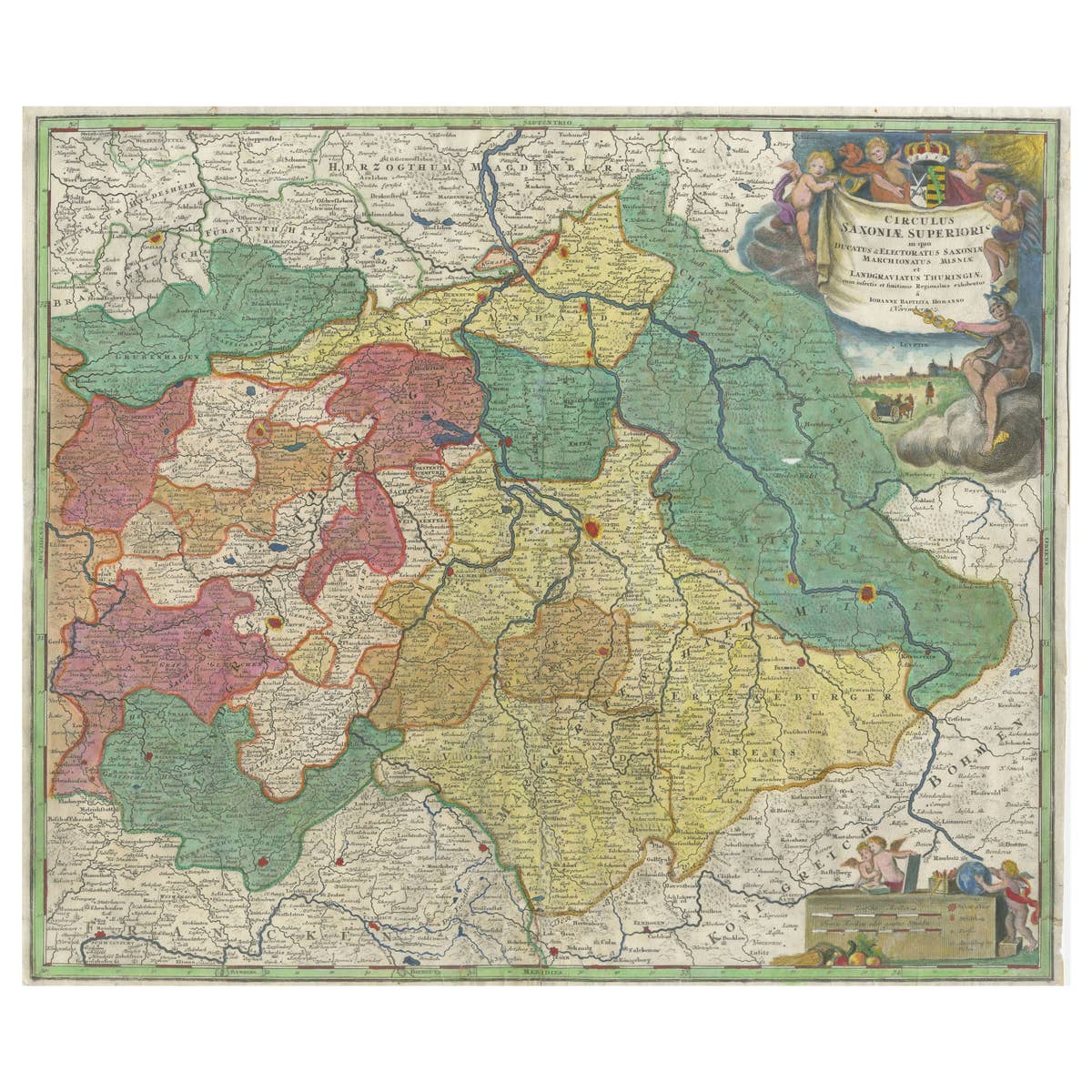 Antique Map of Saxony, Germany