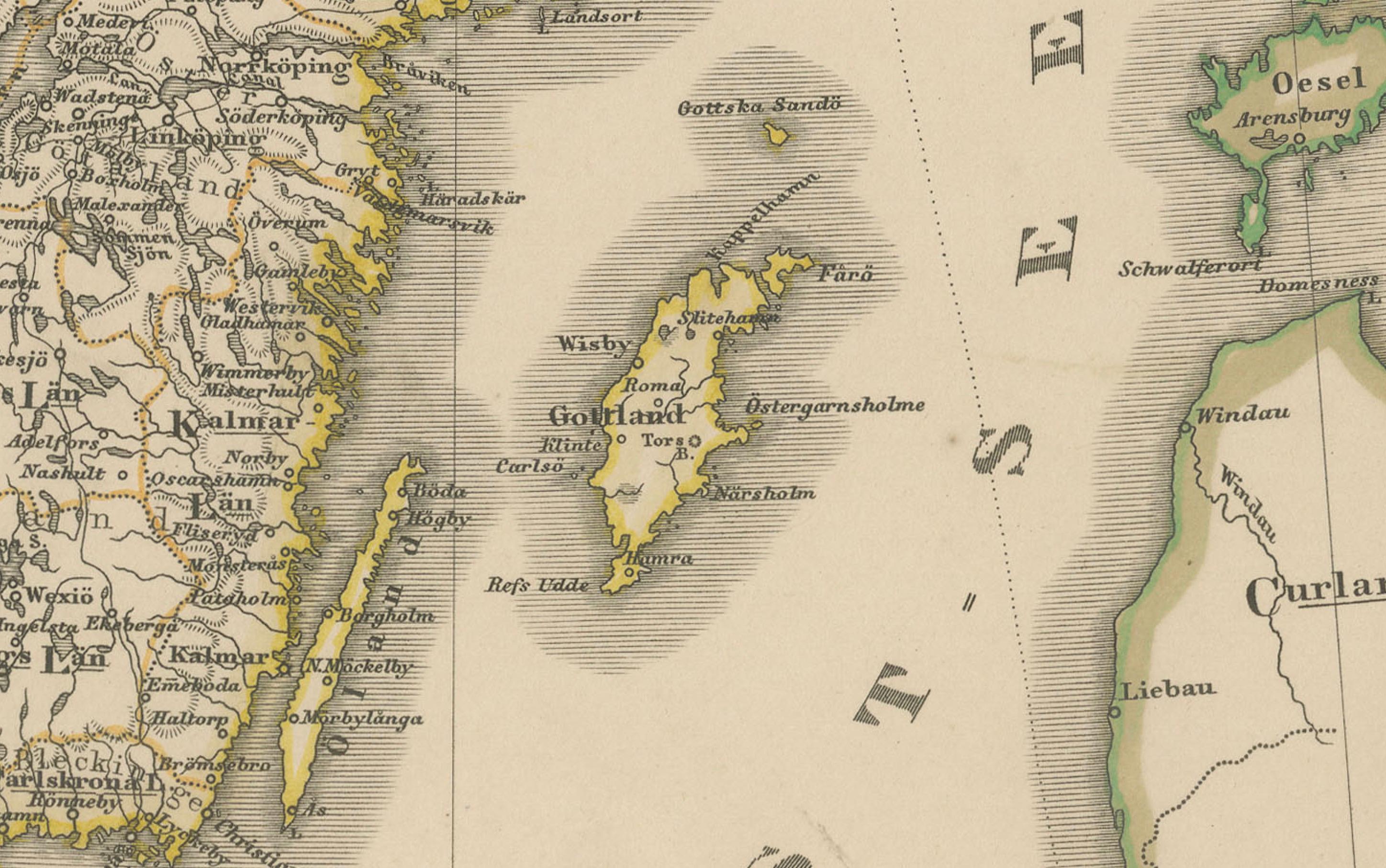Mapa antiguo de Escandinavia 1857 - Suecia y Noruega en detalle en Bueno estado para la venta en Langweer, NL