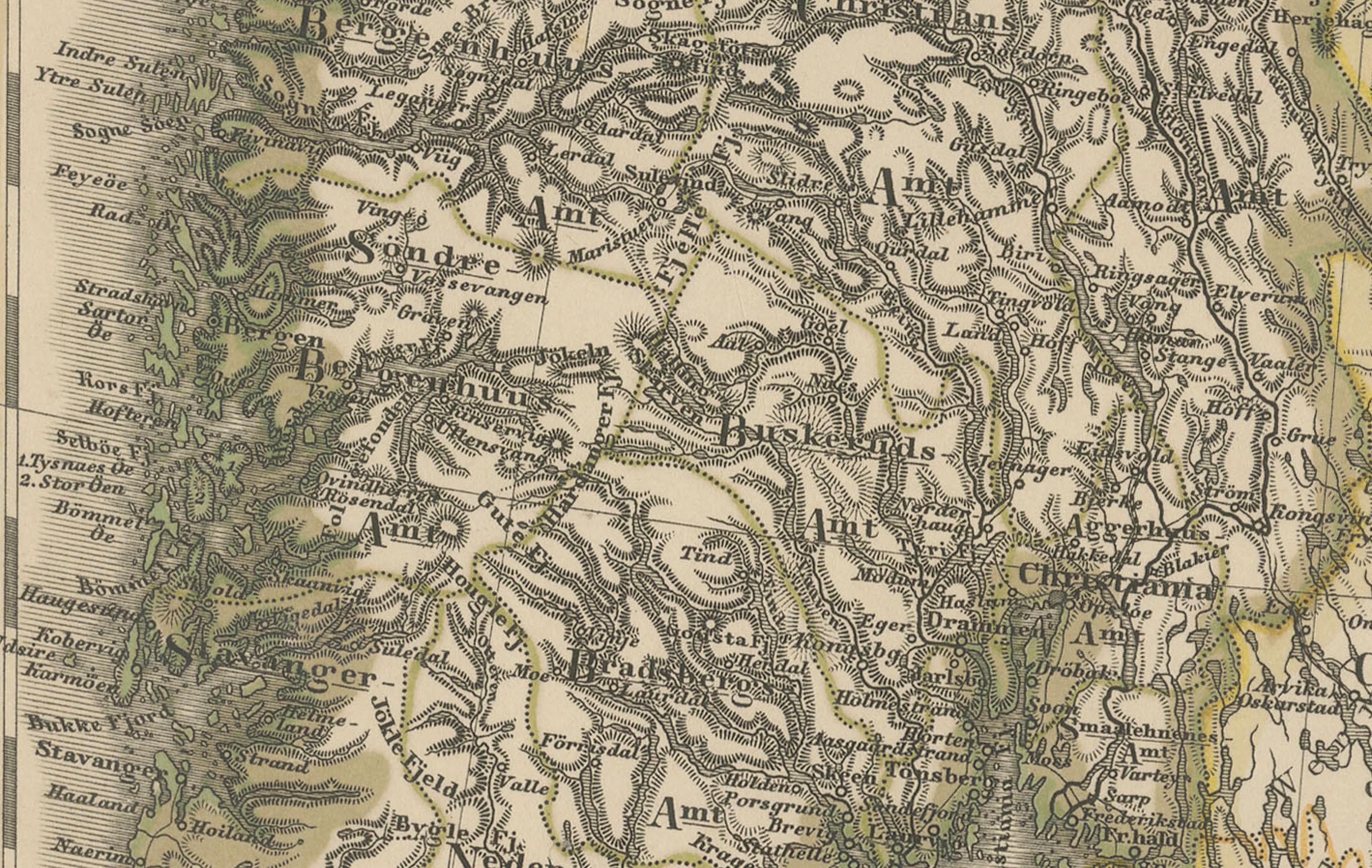 Mapa antiguo de Escandinavia 1857 - Suecia y Noruega en detalle en venta 1