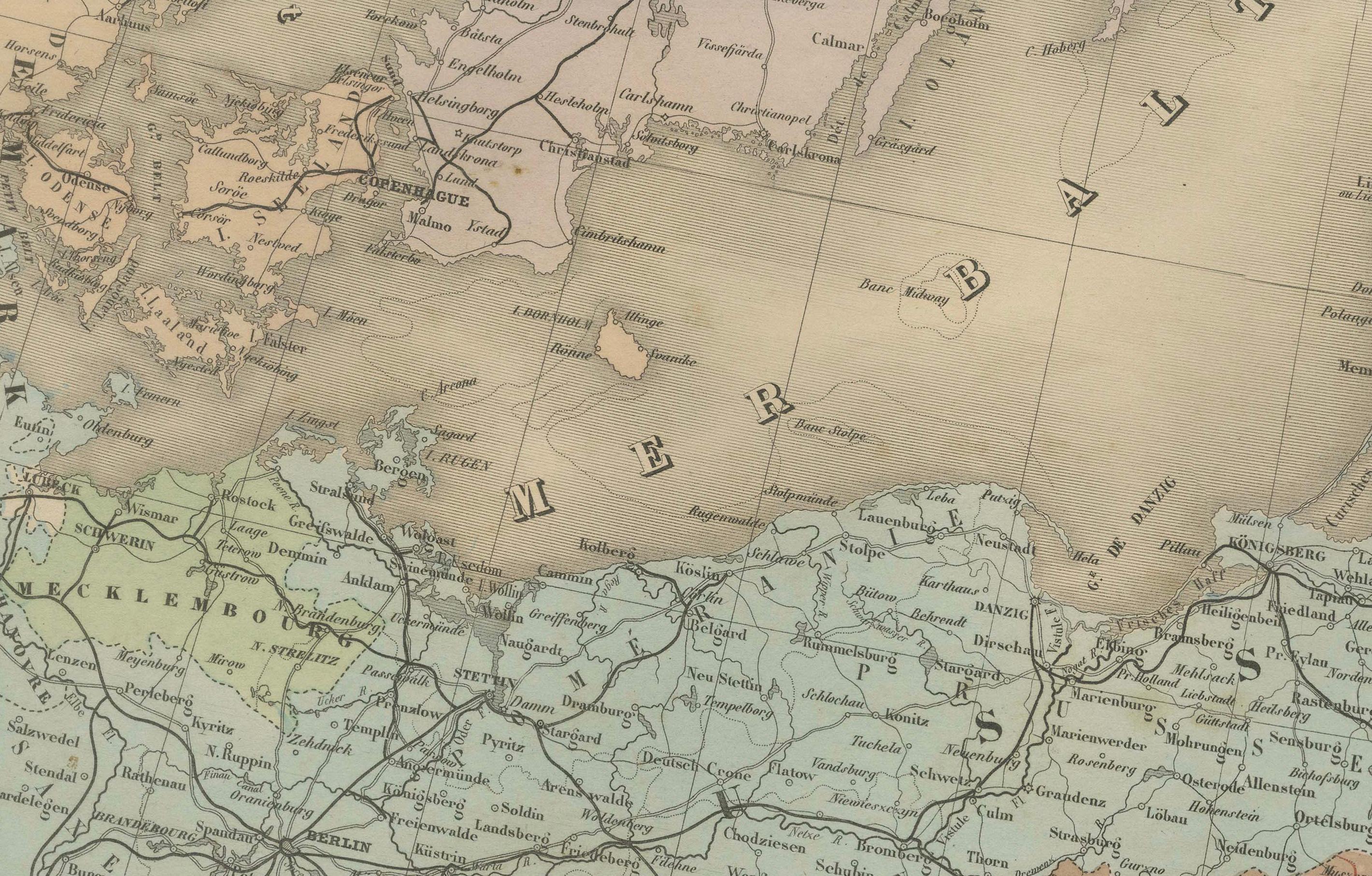 Mapa antiguo de Escandinavia y el Báltico - Andriveau-Goujon, circa 1860s Francés en venta
