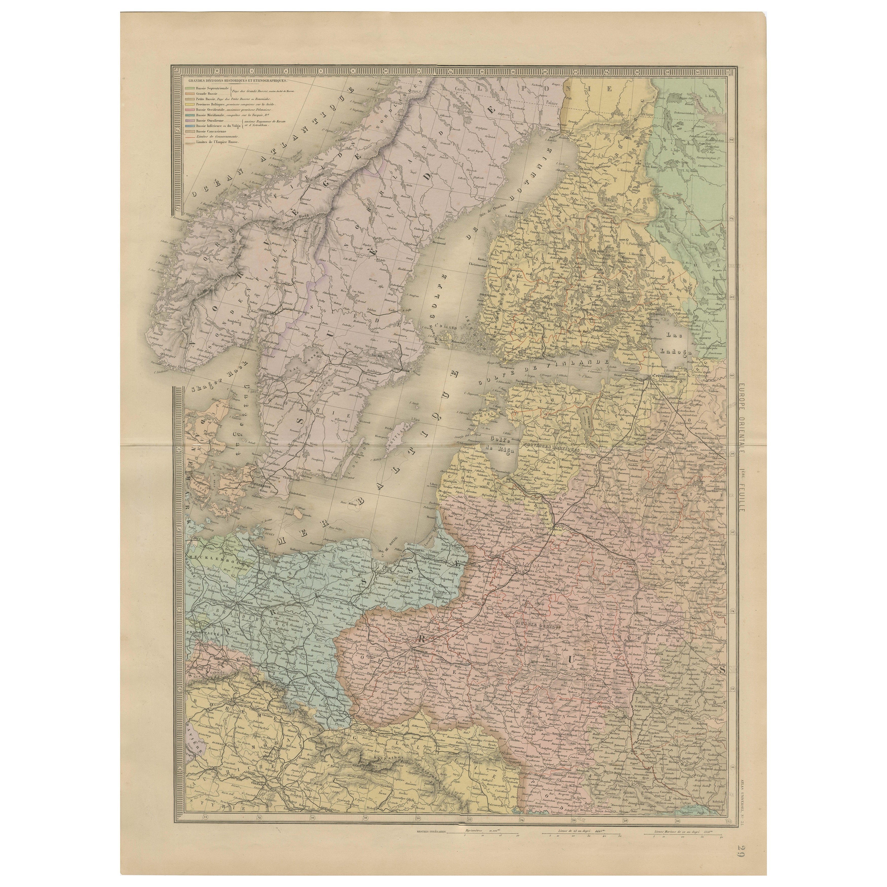Carte ancienne de la Scandinavie et de la Baltique - Andriveau-Goujon, vers 1860 en vente