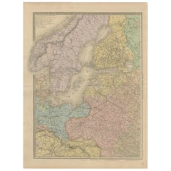 Mapa antiguo de Escandinavia y el Báltico - Andriveau-Goujon, circa 1860s