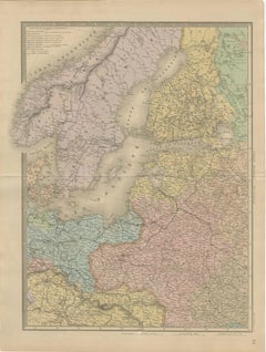 Mapa antiguo de Escandinavia y el Báltico - Andriveau-Goujon, circa 1860s