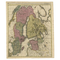 Carte ancienne de la Scandinavie et de la région baltique par Valk, datant d'environ 1690