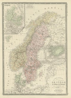 Map of Scandinavia – Antique Atlas Map by A. Levasseur, France, 1875