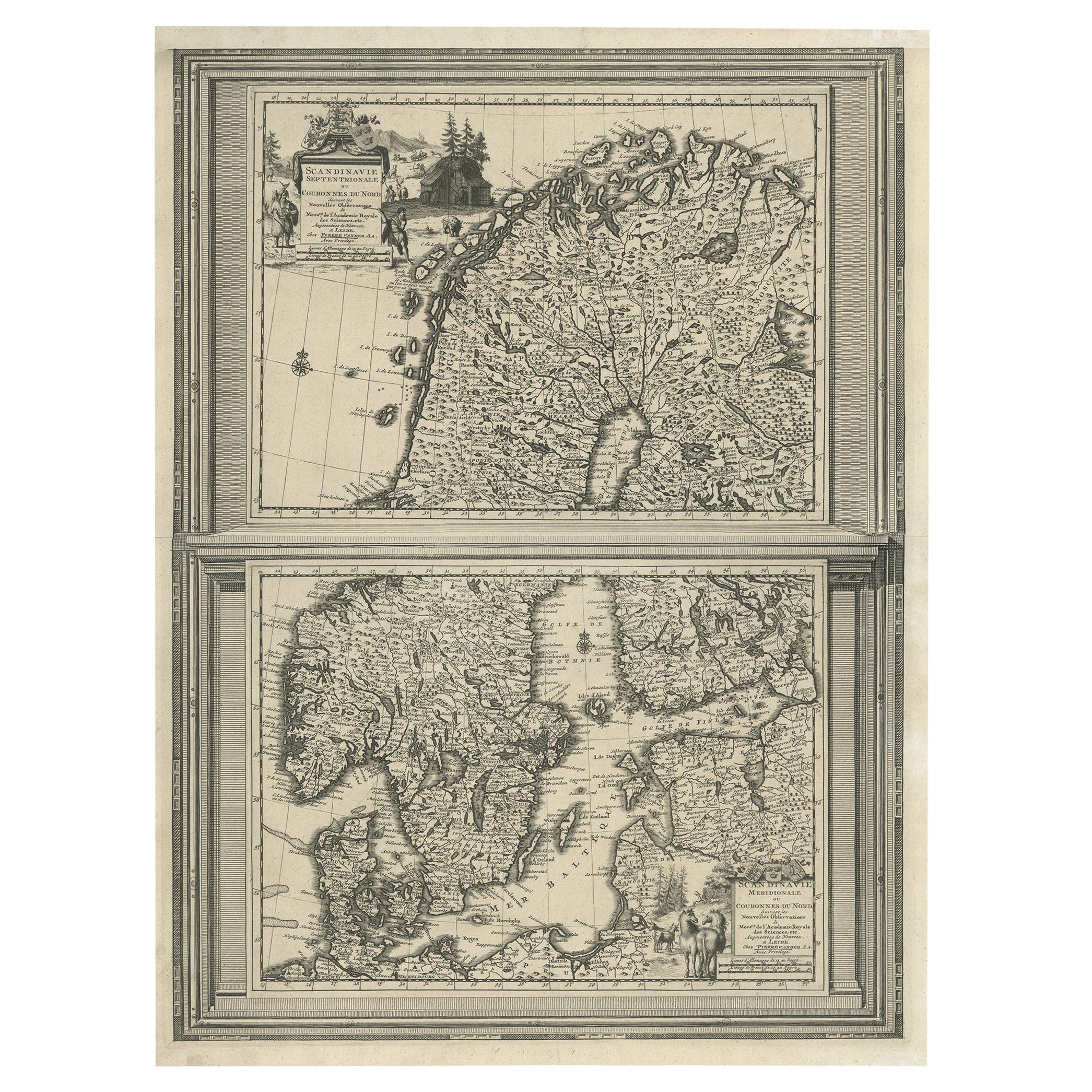 Antique Map of Scandinavia by Van der Aa 'circa 1710' For Sale
