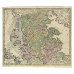Antique Map of Schleswig-Holstein, the Northernmost Region of Germany, 1720 Antique Map of Schleswig-Holstein, the Northernmost Region of Germany, 1720