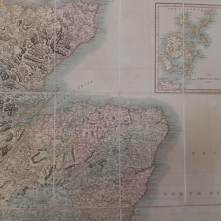 Linen Antique Map of Scotland by Cary, '1811' For Sale