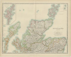 Antique Map of Scotland 'Northern' by Johnston, '1909'