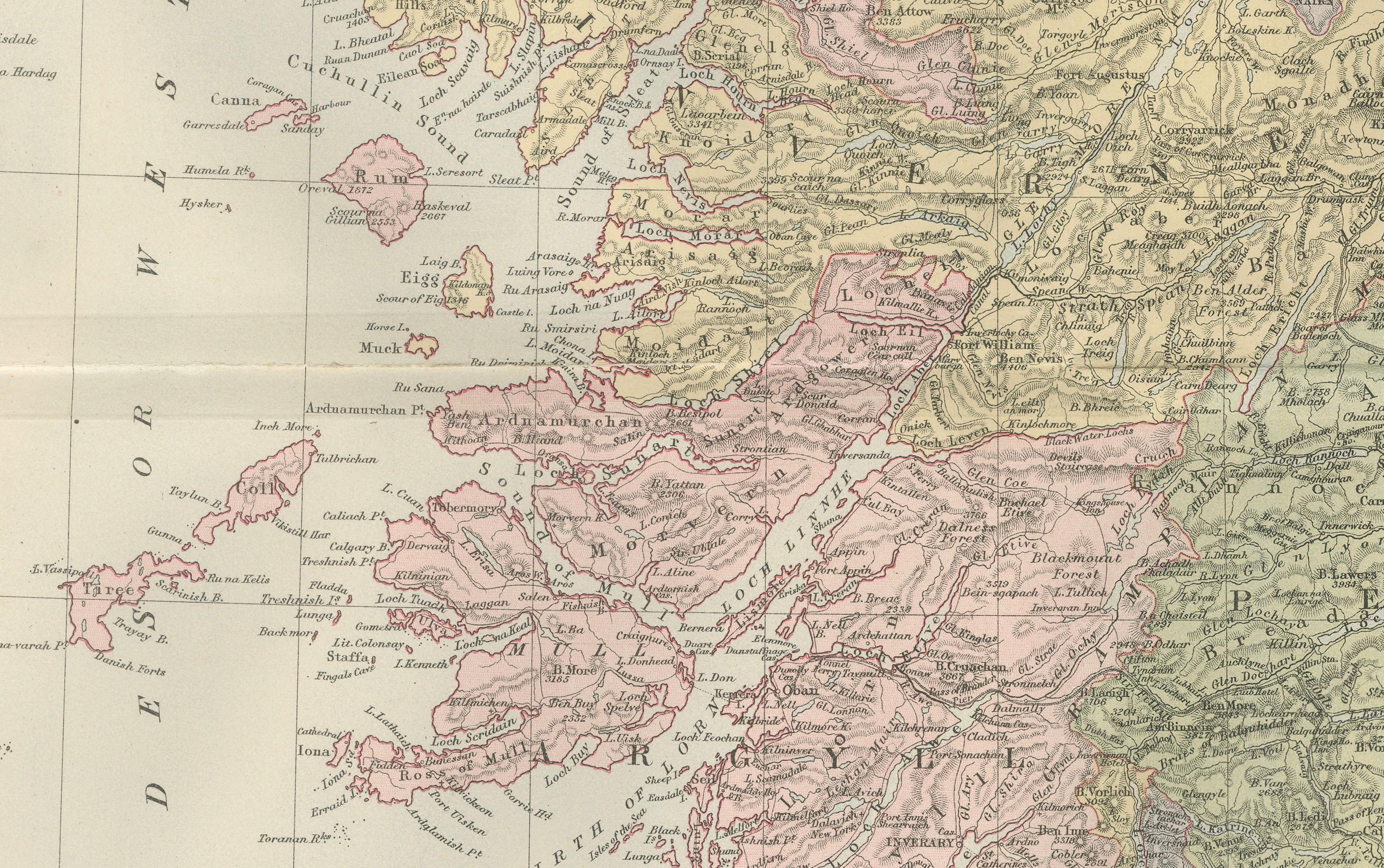 Antike Karte von Schottland mit Grafschaften und Inseln - Black's Atlas, 1884 (Schottisch) im Angebot